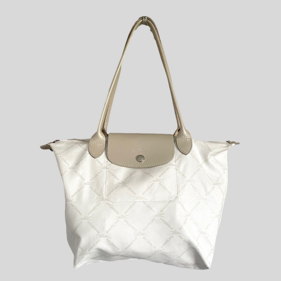 Longchamp Handbags - Longchamp Le Pliage White Coated Canvas Tote Bag - Medium